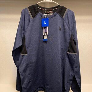 NEW Men's Spyder Active Moisture Wicking Long Sleeve Shirt, Black Blue Large